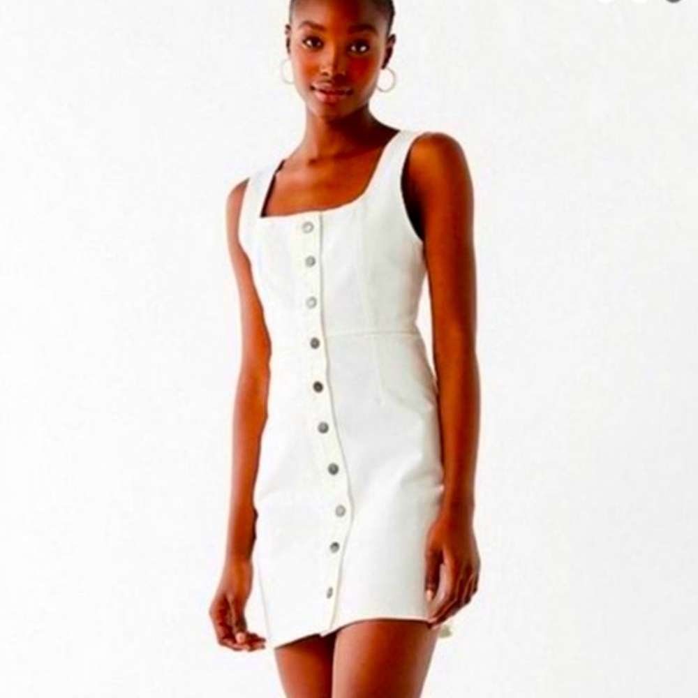🌸Urban Outfitters Sleeveless White Denim Button-down Dress, Size 10 (NWT)